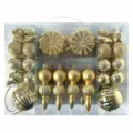 Detailansicht von 52 Stueck goldenen Christbaumkugeln Set, galvanisierter Kunststoffschmuck. - 52er Pack (31.2X23.6X8cm) / Gold