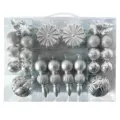 52 Stk. silberne Christbaumkugeln Set, bruchsichere Kunststoffornamente für die Feiertags-Party. - 52er Pack (31.2X23.6X8cm) / Silber