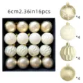 Weihnachtskugeln 6cm Set bruchsicher Christbaumkugeln Weihnachtsbaum Deko 16 Stk - Vintage Crackle Stil / 16er Pack / Champagnergold