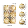 Lot de 6 boules de Noël dorées avec bandes de perles blanches, ornements de sapin de 6 cm de diamètre. - Style Peint 7 / Pack de 6 Pièces