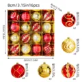 Weihnachtskugeln 8cm 16 Stueck Set Kunststoff bemalte Christbaumkugeln Deko Anhänger - 8cm 16 Stück / Blau und Silber Bemalt (MJ2023-8/16-2)