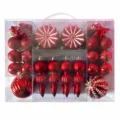 52 Stk. Rote Christbaumkugeln Set Bruchsichere Weihnachtsbaum Deko Sterne Spitzen - 52er Pack (31.2X23.6X8cm) / Rot