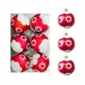 Boules de Noël 6cm lot de 6 rouges peintes ornements suspendus pour décoration de fête. - Style Peint 6 / Pack de 6 Pièces