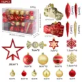 102 Stk. Christbaumschmuck Set mit Kugeln, Sternen, Schneeflocken und Eiszapfen für Fest. - 102 Stücke mit Baumspitze Tragbox Stil