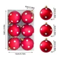 Lot de 6 boules de Noël rouges a pois blancs, taille de 6 cm, decoration de fête. - Style Peint 2 / Pack de 6 Pièces