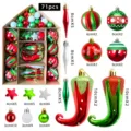 71 Stk. Christbaumkugeln Set mit Hausbox Weihnachtsschmuck Kugeln Sterne Deko Anhänger - Weihnachtskugel-Set (MJFZ-5)