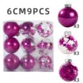 Detailansicht der 6cm 9-teiligen bruchsicheren transparenten Kunststoff Christbaumkugeln Set. - Stil 2 / 9er Set