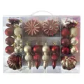 Weihnachtskugeln 52 Stueck Christbaumschmuck Kunststoff Deko Kugeln fuer Tannenbaum festlich - 52er Pack (31.2X23.6X8cm) / Rot, Gold und Silber