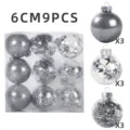6cm 9 Stk transparente Kunststoff Weihnachtskugeln Set bruchfest Glitzer Sterne Deko - Stil 7 / 9er Set