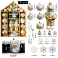 71Stk Christbaumschmuck Set Geschenkbox Plastikkugeln Schneeflocken Astronaut Anhänger - Weihnachtskugel-Set (MJFZ-4)