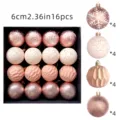 16Stk 6cm Christbaumkugeln Set Retro Rosa Weihnachtsbaumkugeln Deko Anhänger - Vintage Crackle Stil / 16er Pack / Roségold