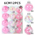Nahaufnahme von 6 cm klaren Kunststoff-Weihnachtskugeln mit rosa Papierschnipseln, 12 Stk. - Stil 3 / 12er Set