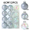 Klares bruchsicheres Kunststoff Weihnachtsbaumkugel Set Detailansicht, 6cm 12 Stück. - Stil 5 / 12er Set