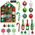 71tlg Christbaumkugeln Set Weihnachtskugel Zuckerstangen Schneeflocken Deko fur Tannenbaum - Weihnachtskugel-Set (MJFZ-3)
