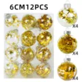 Weihnachten transparente Plastikkugeln Set 6cm 12Stk mit goldenen Sternen für Baumdeko - Stil 6 / 12er Set