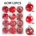 Transparente bruchsichere Weihnachtskugeln Set, 6cm 12 Stk mit Füllung für Baumschmuck. - Stil 7 / 12er Set