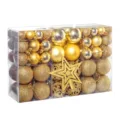 100 Stk. Goldene Christbaumkugeln Set mit Baumspitze Kunststoff Deko für Weihnachtsbaum - 101-teiliges Set / Gold