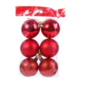 Rote Christbaumkugeln Set 6 Stk Kunststoff Weihnachtskugeln glänzend matt Glitzer Deko Kugeln - 5cm (6er-Pack) / Rot