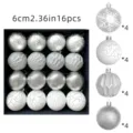 Weihnachtsdeko 6cm Vintage gerissene bemalte Christbaumkugeln, 16 Stk Set für den Christbaum. - Vintage Crackle Stil / 16er Pack / Silber
