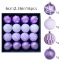 6cm lila Christbaumkugeln 16er Set, vintage Risse und bemalte Weihnachtsdeko Kugeln. - Lavendel Hellviolett