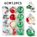 Weihnachten transparente Kunststoffkugeln 6cm 12Stk dekorative Hängeornamente Set - Stil 1 / 12er Set
