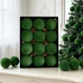 Grüne beflockte Christbaumkugeln Set Samt Ornamente Weihnachtsbaum Deko Geschenke - Dunkelgrün (ASSNR612-36) / 6cm (12 Stück/Box)