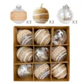 Weihnachtskugeln 8cm 9Stk Set festliche Christbaumkugeln Hängeornamente für Heimdekoration - 9er Set / Kreatives Weißgold Design (PETPM-1)