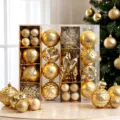 Goldene Christbaumkugeln Set 8cm bruchsicher Tannenzapfen Eiszapfen Geschenkkarton Pack - 62-teiliges Set / Goldener Stil (AS48-1)