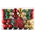 Weihnachtsbaum Christbaumkugeln Set 100 Stück Kunststoff Kugeln mit roter Baumspitze Stern - 101-teiliges Set / Rot Grün Gold Gemischt