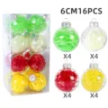 Transparente Plastik Weihnachtskugeln 6cm 16Stk dekorative Baumschmuck Kugeln gefüllt. - Stil 8 / 16er Pack