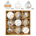 Weihnachtsbaumkugeln Set 9 Stueck transparente Plastikkugeln mit Box fuer Feiertag Deko - 9er Set / Exquisite Schneeflocke Hanfseil (PETPM-2)