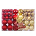 Weihnachtskugeln 100 Stück Set Christbaumkugeln mit Spitze in Rot und Gold Dekoration - 102 Stück/Packung / Rotgold