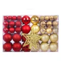 Set Christbaumkugeln 100 Stueck rot gold Weihnachtskugeln mit Stern und Baumspitze - 101-teiliges Set / Rotgold