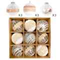 Weihnachtskugeln 9er Set 8cm transparente und weiße Schaumstoffkugeln mit Jute und Spitze. - 9er Set / Perlen Spitze Dekoration (PETPM-3)