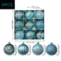 6cm Christbaumkugeln Set 9 Stück blaue Kunststoff Weihnachtskugeln für Baumschmuck Dekoration - 9er Set / Schneeflocke Bemalter Stil (MJNX69-132)