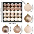 Weihnachtskugel Set mit 25 Stück 6cm dekorativen Christbaumkugeln in schwarzer Geschenkbox. - 25er Pack / Silberweiß Serie (ASW625-37)