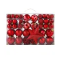 Weihnachtsbaum Deko Set rote Christbaumkugeln mit großer Baumspitze in transparenter Box - 101 Stücke Rot Glitzer Baumspitze Stil