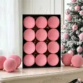 Rosa Samt Weihnachtskugeln Set in schwarzer Geschenkbox, elegante Weihnachtsbaumdeko. - Rosa (ASSNR612-38) / 6cm (12 Stück/Box)