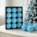 Hellblaue beflockte Christbaumkugeln Set mit Geschenkbox, Samt Weihnachtskugeln Baumschmuck - Hellblau (ASSNR612-42)