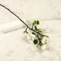 Artificial magnolia flower branch white fake floral decor for home table living room display SKU - White