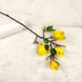 Branche de magnolia artificielle jaune, décor floral en soie réaliste pour table de salon - Jaune