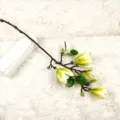 Artificial magnolia flower branch, soft touch fake floral decoration for home table. - Green