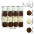 Weihnachtskugeln Set 16 Stueck 6cm beflockte Christbaumkugeln fuer Weihnachtsbaum Deko - Weiß Braun Mix (ZR616-60) / 16er Pack