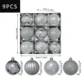 9 Stk. 6cm silberne Christbaumkugeln Set, galvanisierte Kunststoff hängende Dekokugeln. - 9er Set / Silberner Stil (MJNX69-127)