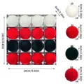 Weihnachtskugeln beflockt 16 Stueck 6 cm Christbaumkugeln Set fuer Tannenbaum Deko Party - Rot Grün Weiß Mix (ZR616-62) / 16er Pack