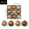 9Stk Christbaumkugeln 6cm Weihnachtsbaum Deko Kugeln Set Kunststoff Christbaumschmuck - 9er Set / Gestreifter Glitzer-Stil (MJNX69-133)
