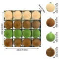 Weihnachtskugeln Set 16 Stueck 6cm beflockte Christbaumkugeln Deko Geschenk Boxen - ZR616-63 (6 cm, 16er-Pack) / Beflocktes Weihnachtskugel-Set