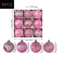 Rosa Weihnachtskugeln Set 9 Stk 6cm Kunststoff Deko Kugeln für den Christbaumschmuck - 9er Set / Rosa Bemalter Stil (MJNX69-138)