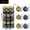 Set mit 36 Weihnachtskugeln in Blau und Gold, bruchsichere Kunststoff Christbaumschmuck Dekoration. - 36 Stück (6cm) / Bemalter Blauer Und Goldener Stil (ASNX36-112)