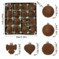 Braunes beflocktes Weihnachtskugeln Set 16 Stk 6cm formschöne Christbaumkugeln für Baumdeko - ZR632-72 (32er-Set) / Beflocktes Weihnachtskugel-Set